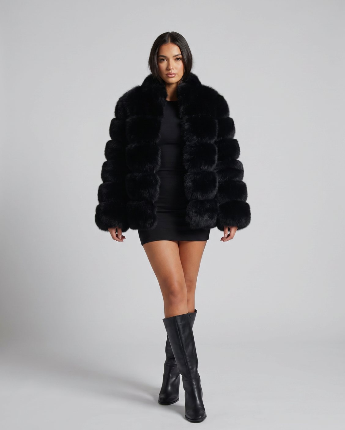 Women's Plush Faux Fur Cropped Statement Jacket