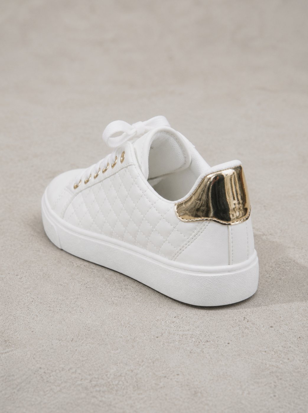 Women's Quilted Faux-Leather Lace-Up Low-Top Trainers