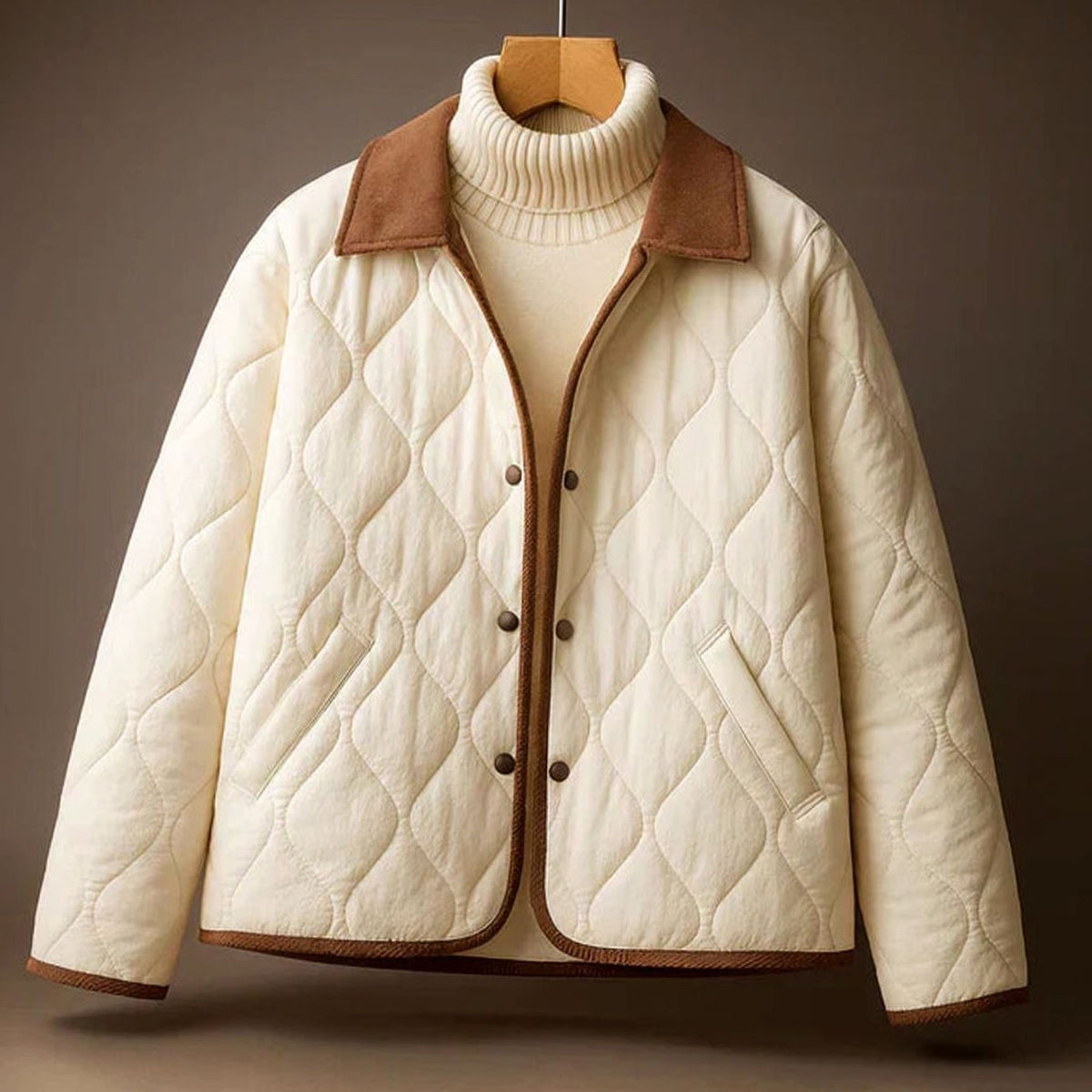 Women's Quilted Insulated Relaxed-Fit Lapel Winter Coat - White