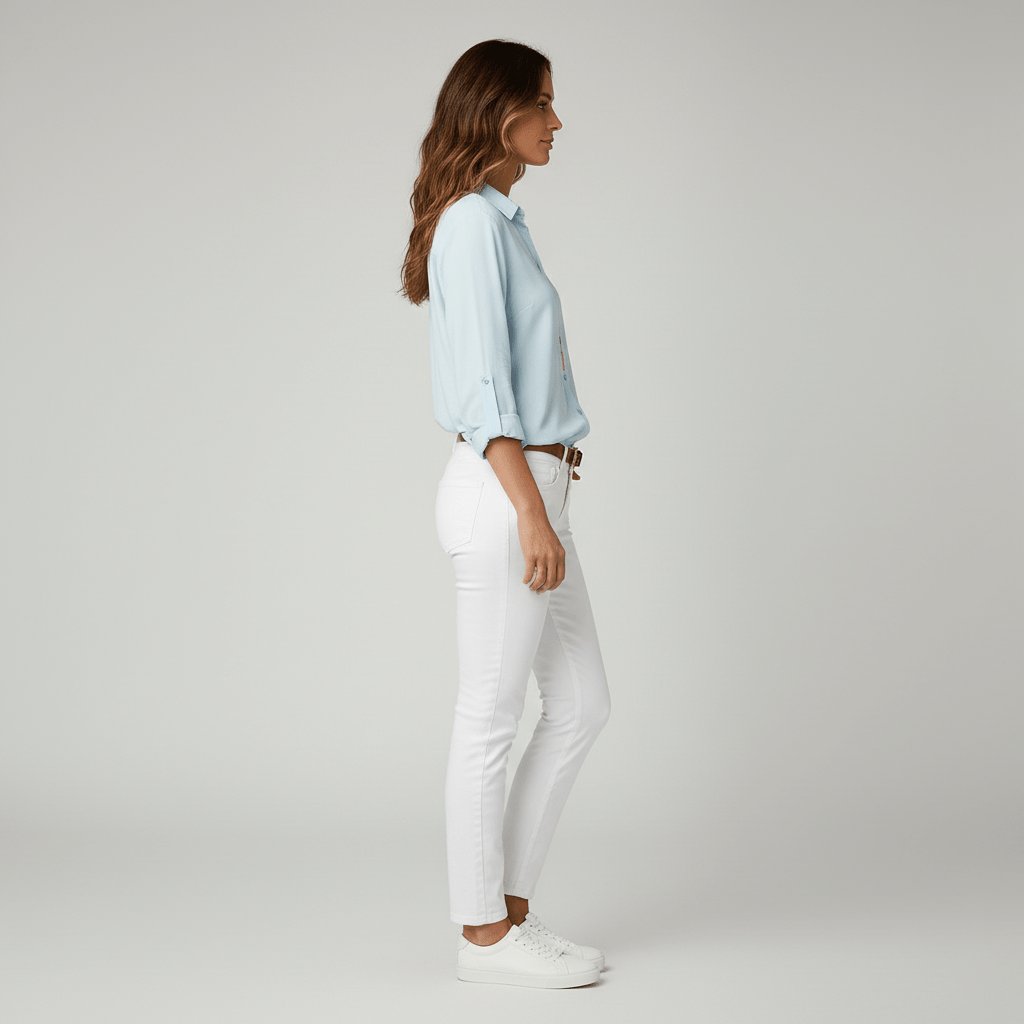 Women's Relaxed-Fit Button-Up Long Sleeve Shirt Collar Blouse