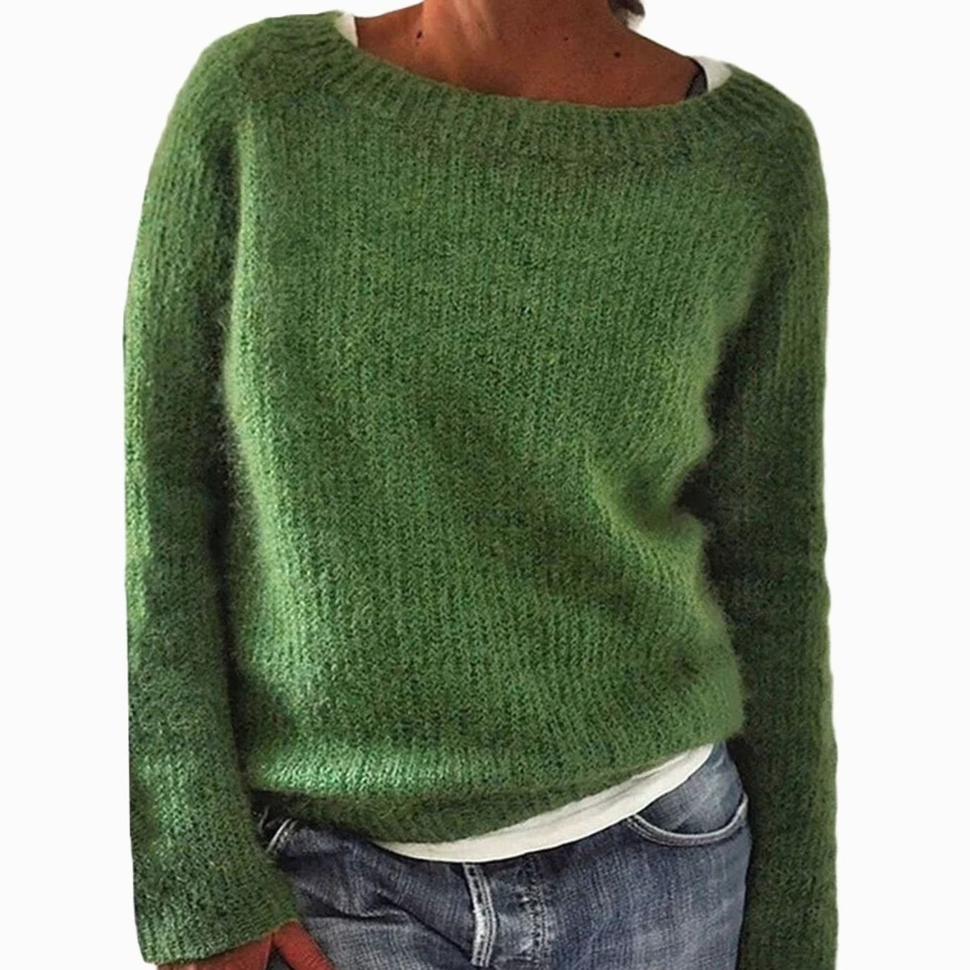 Women's Relaxed-Fit Casual Knit Pullover Sweater - Green