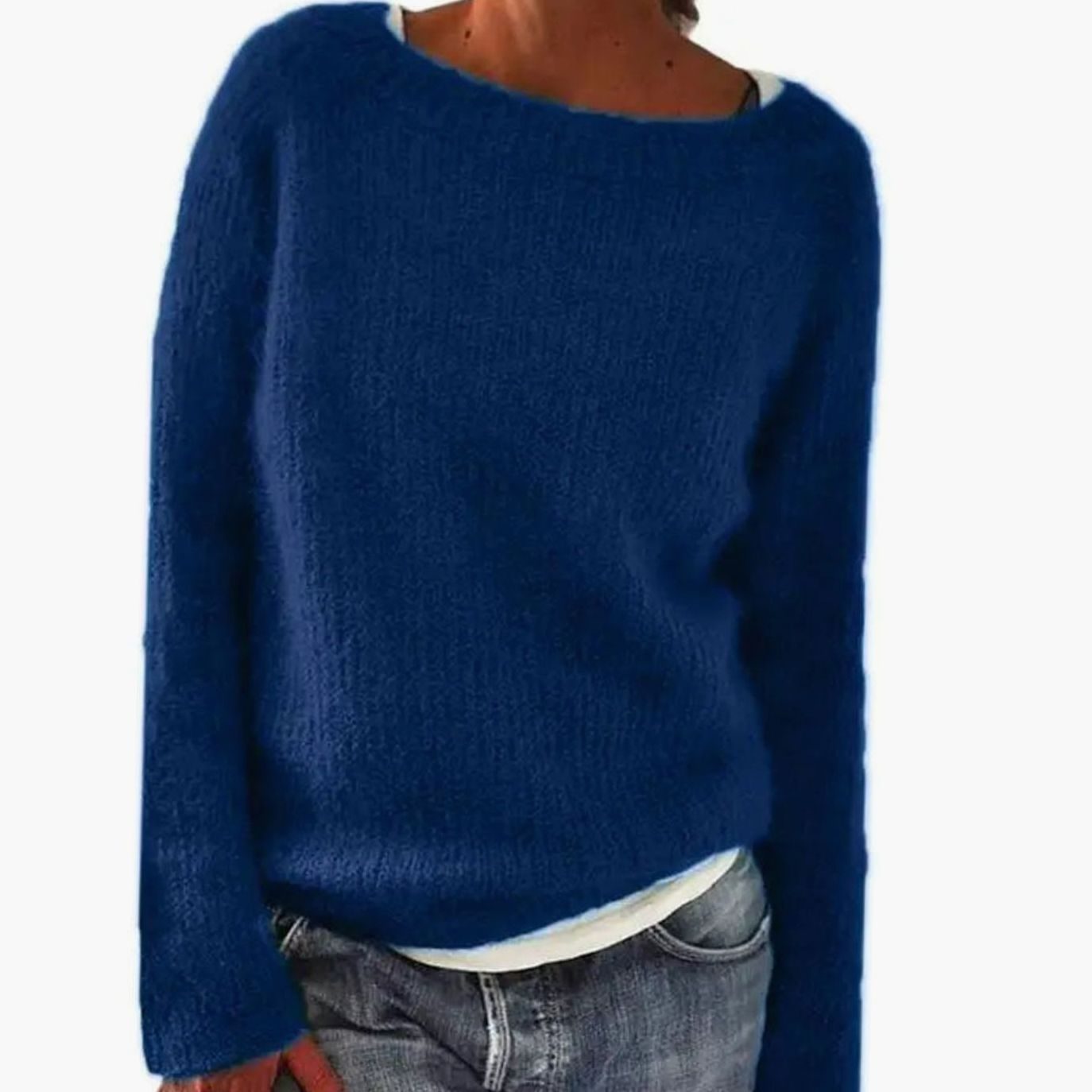 Women's Relaxed-Fit Casual Knit Pullover Sweater - Blue