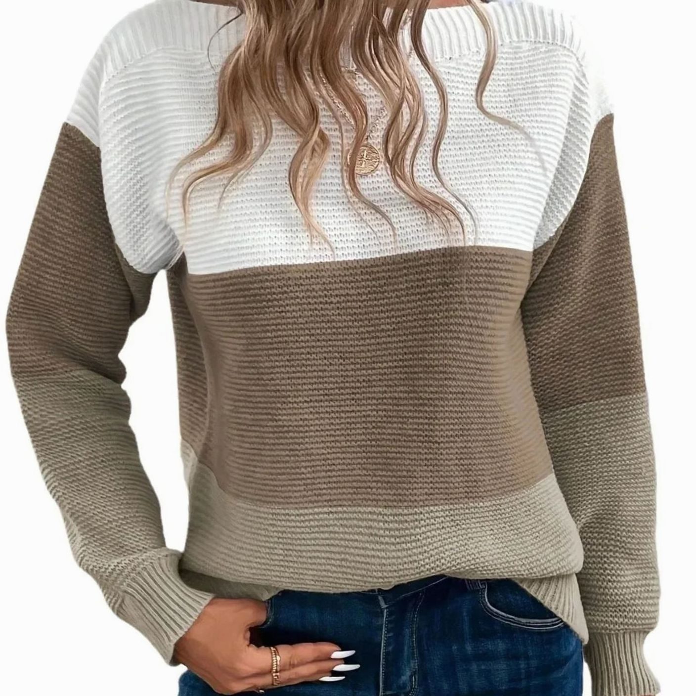 Women's Relaxed-Fit Colour-Block Cashmere Turtleneck Jumper