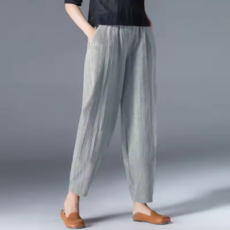 Women's Relaxed-Fit Elastic-Waist Tapered Ankle Trousers - Gray