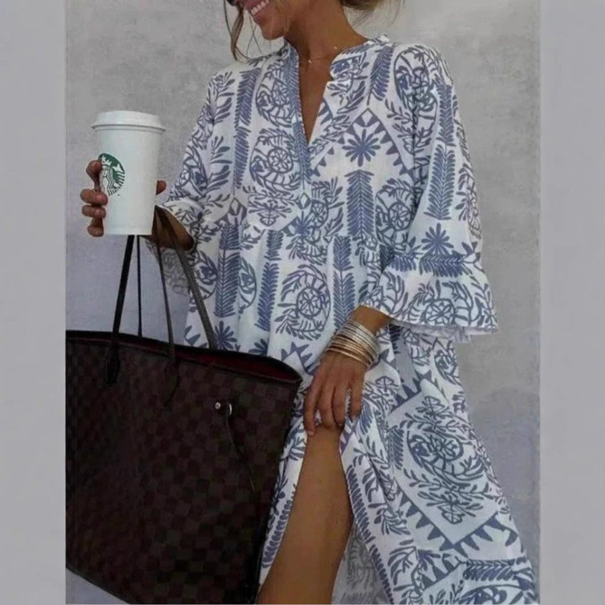 Women's Relaxed-Fit Floral Print Tunic Dress