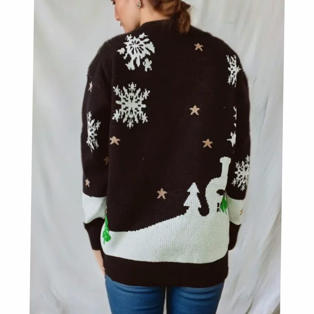 Women's Relaxed-Fit Gingerbread Long Sleeve Christmas Knit Jumper