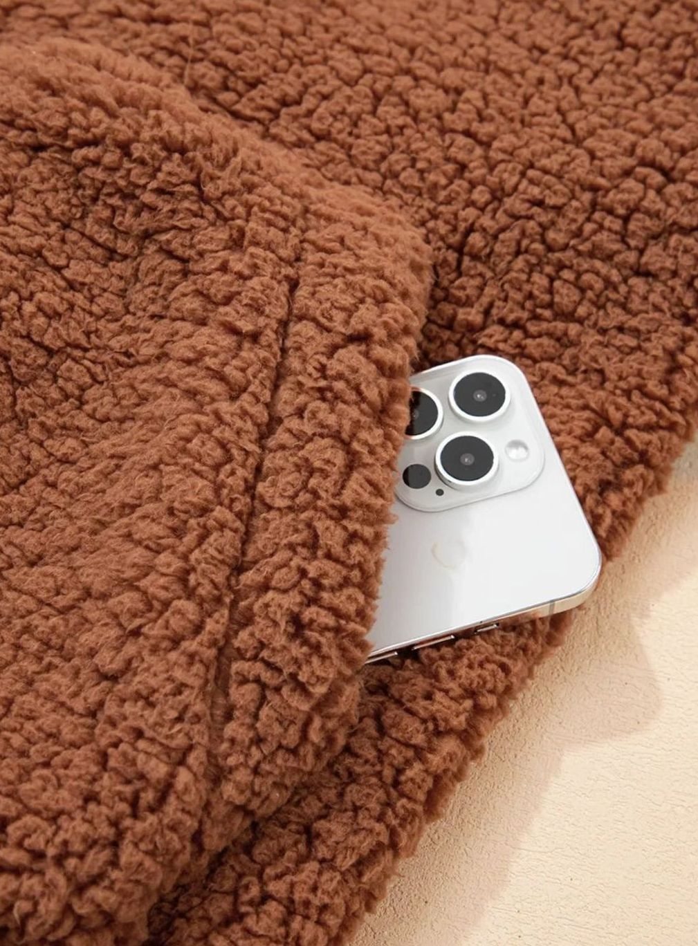Women's Relaxed-Fit Hooded Teddy Zip Up Fleece Jacket