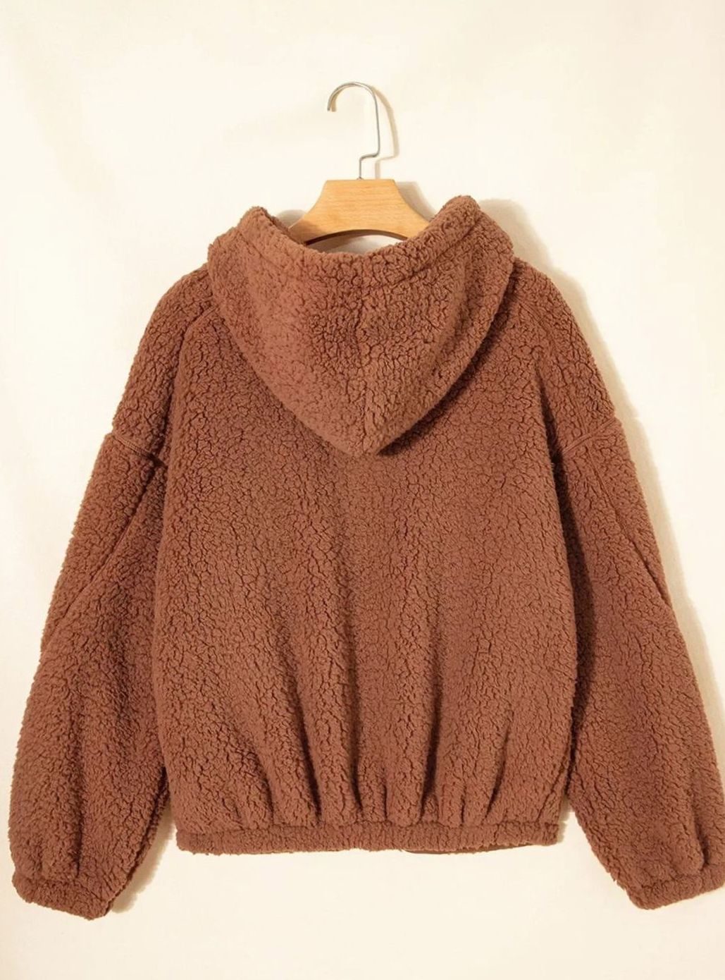 Women's Relaxed-Fit Hooded Teddy Zip Up Fleece Jacket