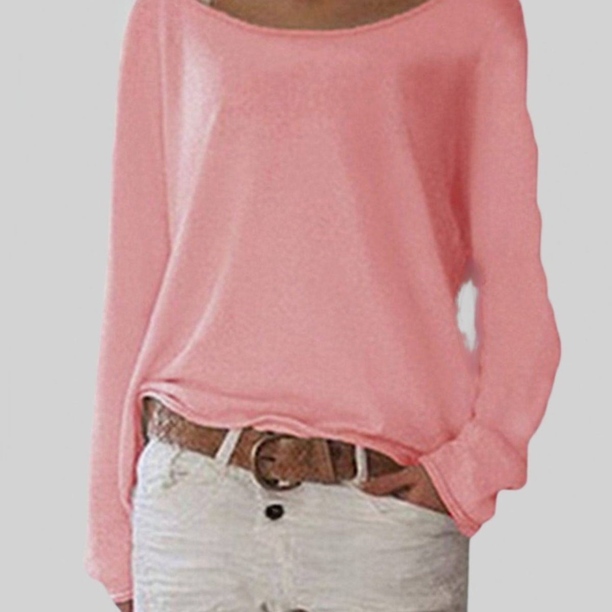 Women's Relaxed-Fit Round-Neck Long-Sleeve Pullover Sweater