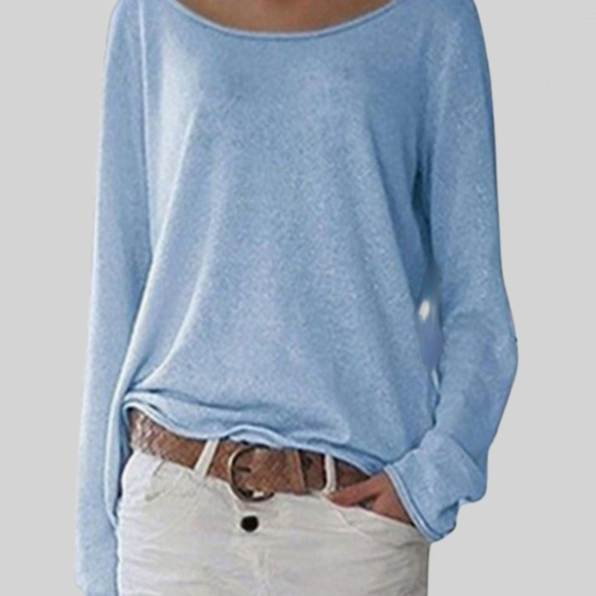 Women's Relaxed-Fit Round-Neck Long-Sleeve Pullover Sweater
