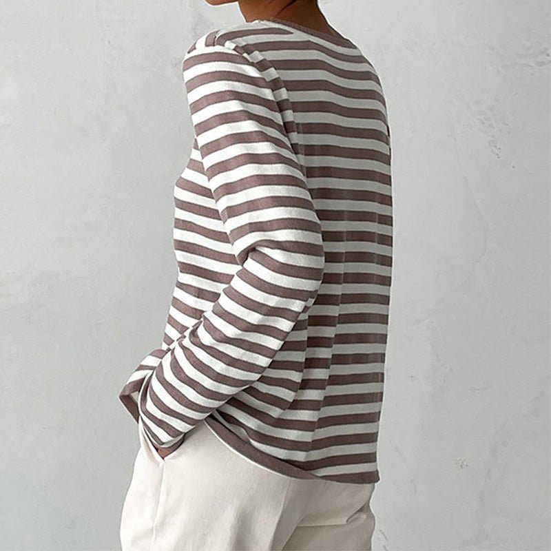 Women's Relaxed-Fit Striped Long-Sleeve Knit Jumper Top