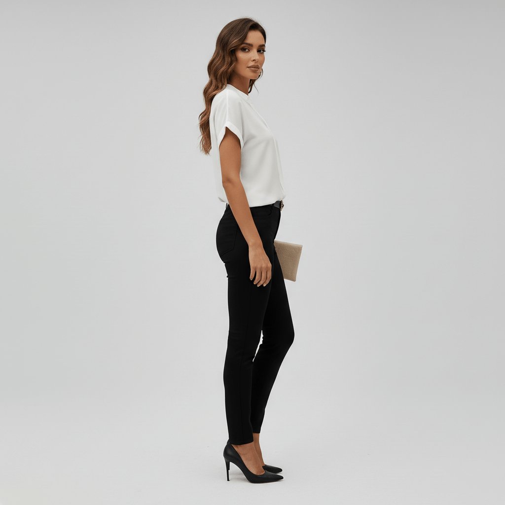 Women's Relaxed-Fit V-Neck Short Sleeve Blouse