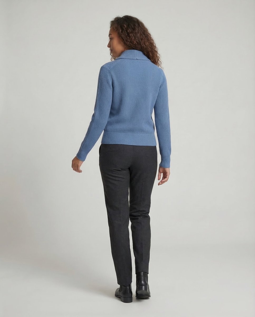 Women's Ribbed Knit Lapel Collar Button-Front Cardigan