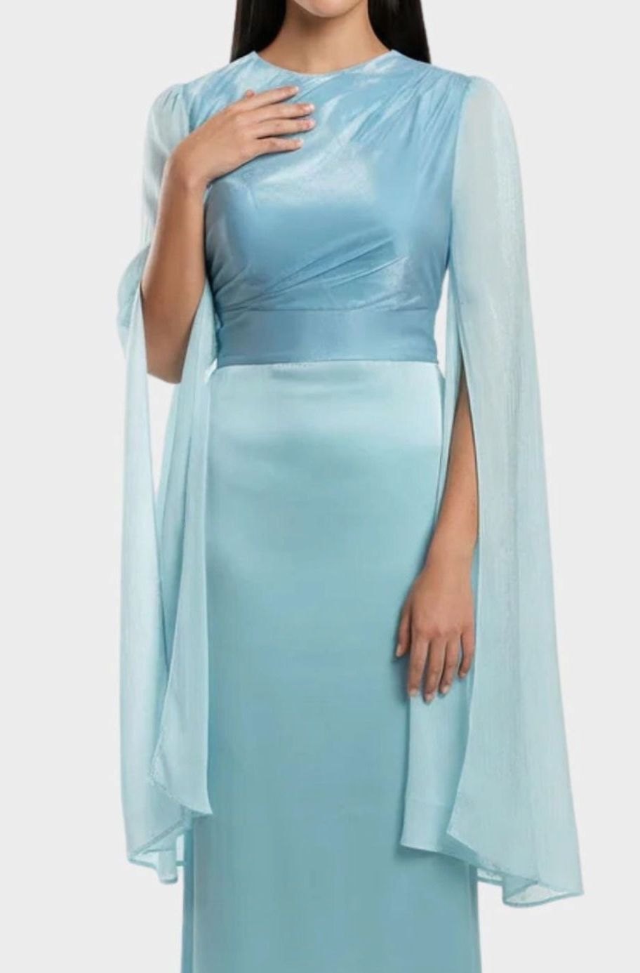 Women's Satin Chiffon Split-Sleeve Formal Maxi Party Dress Gown