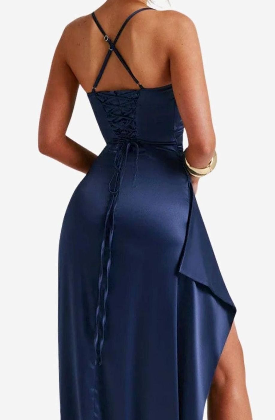 Women's Satin Spaghetti Strap Sweetheart Maxi Party Dress