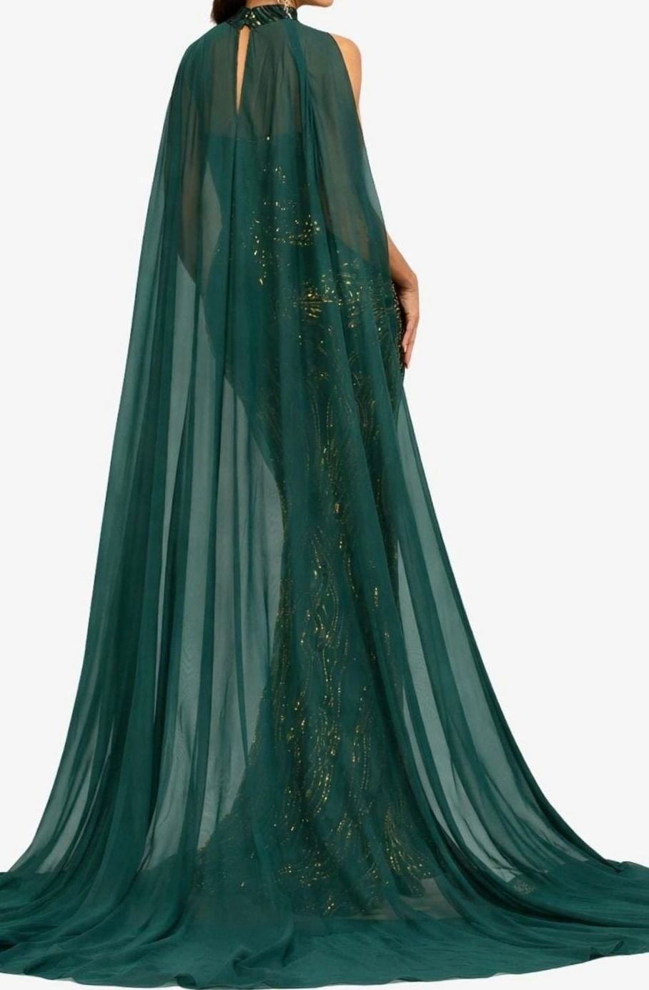 Women's Sequin Cape Mermaid Formal Party Dress