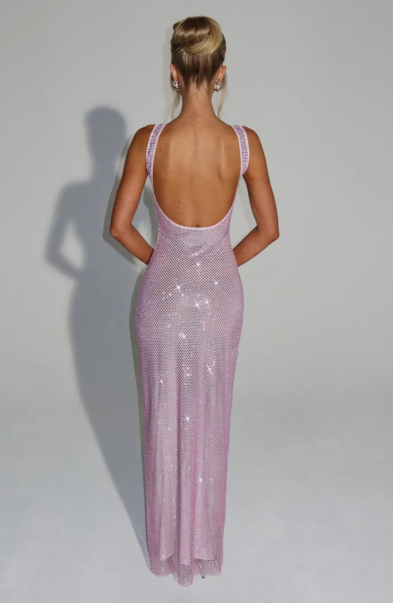 Women's Sequin Embellished Sleeveless Maxi Evening Gown Dress