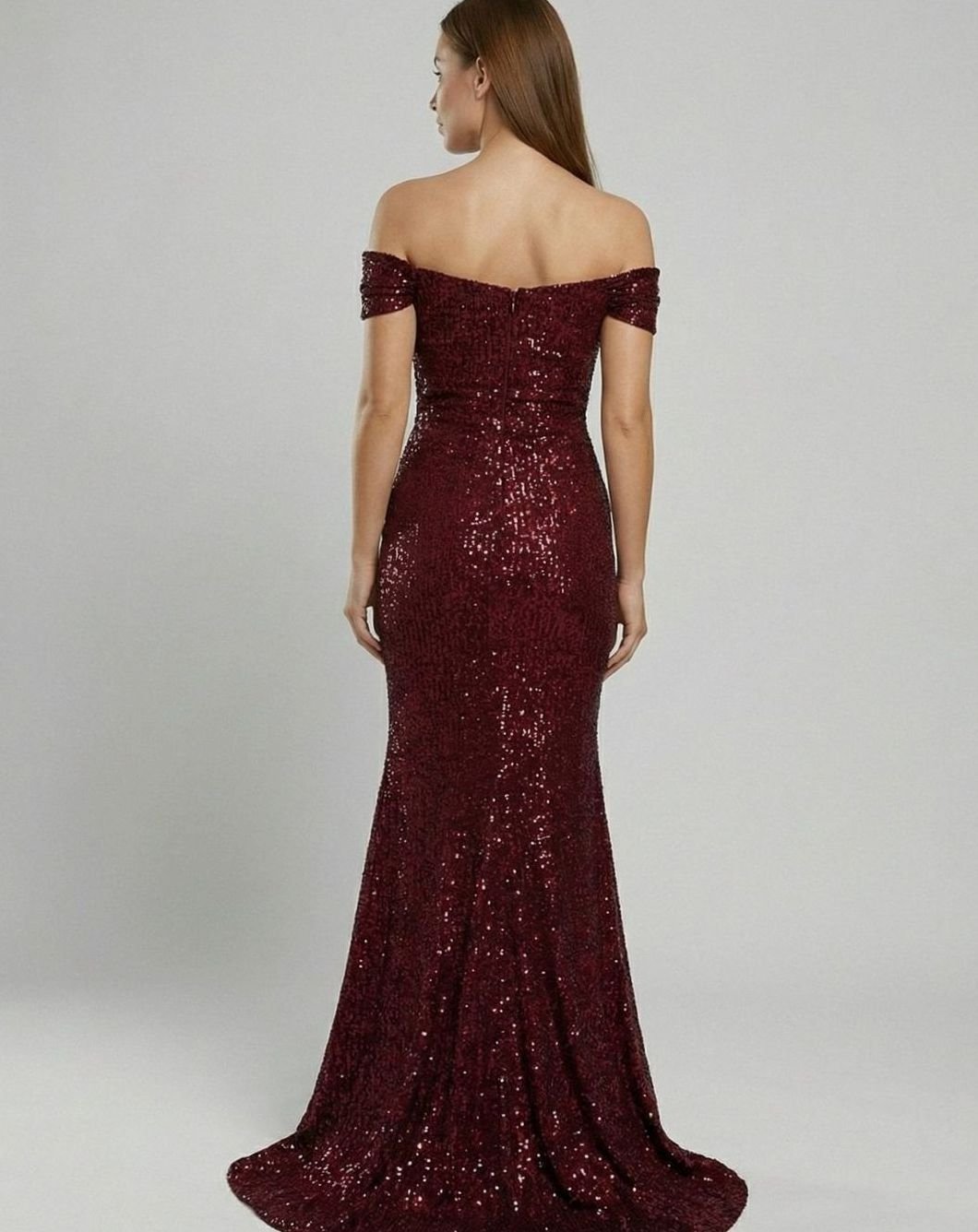 Women's Sequin Off-Shoulder Maxi Christmas Party Dress Thigh Slit
