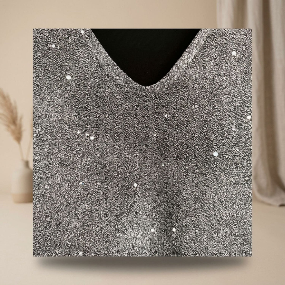 Women's Sequin V-Neck Long-Sleeve Elegant Midi Cocktail Party Dress