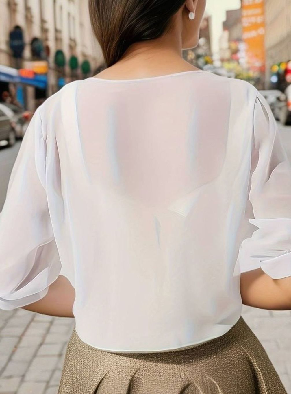 Women's Sheer Chiffon Tie-Front Open Cardigan
