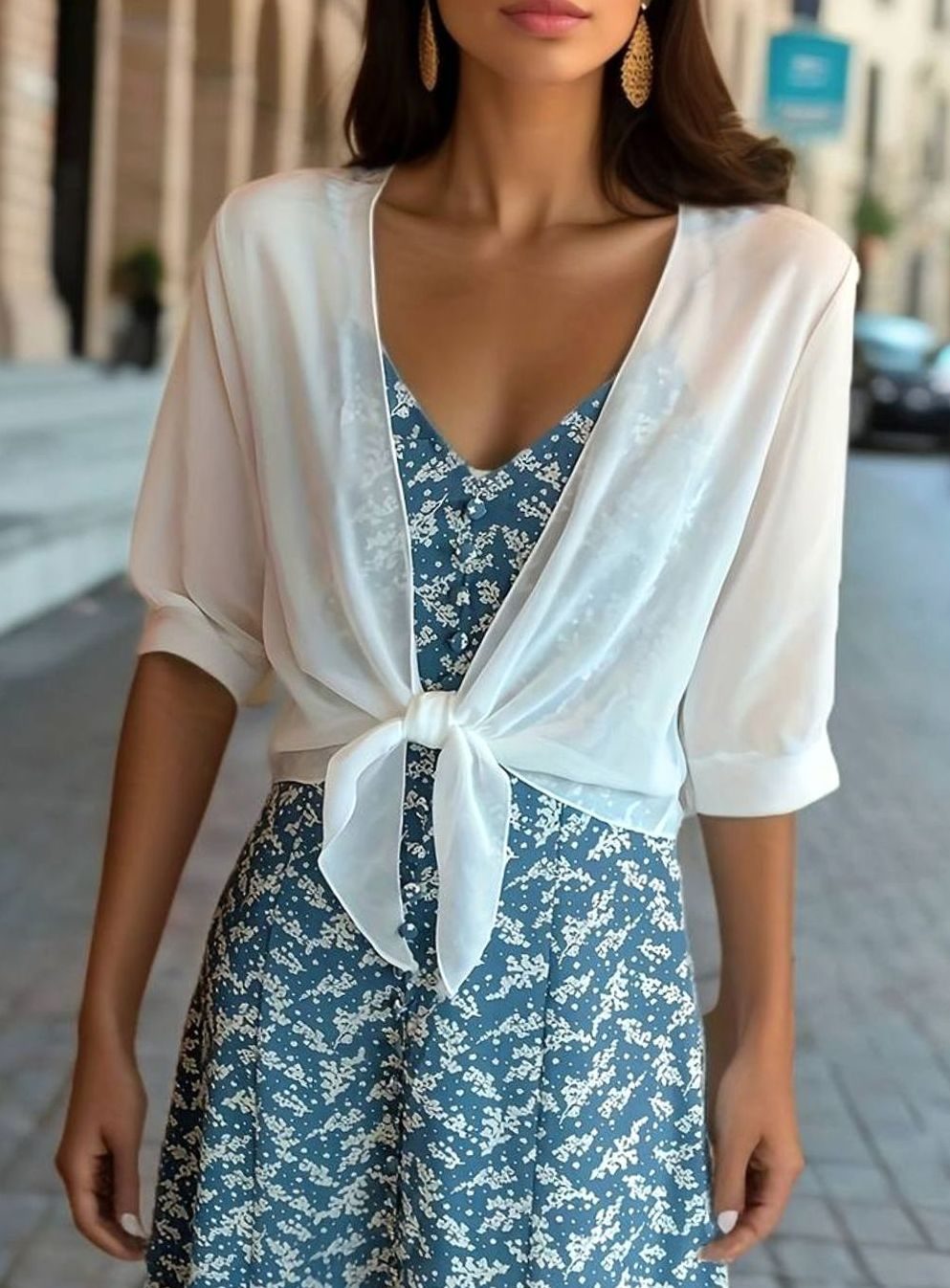 Women's Sheer Chiffon Tie-Front Open Cardigan