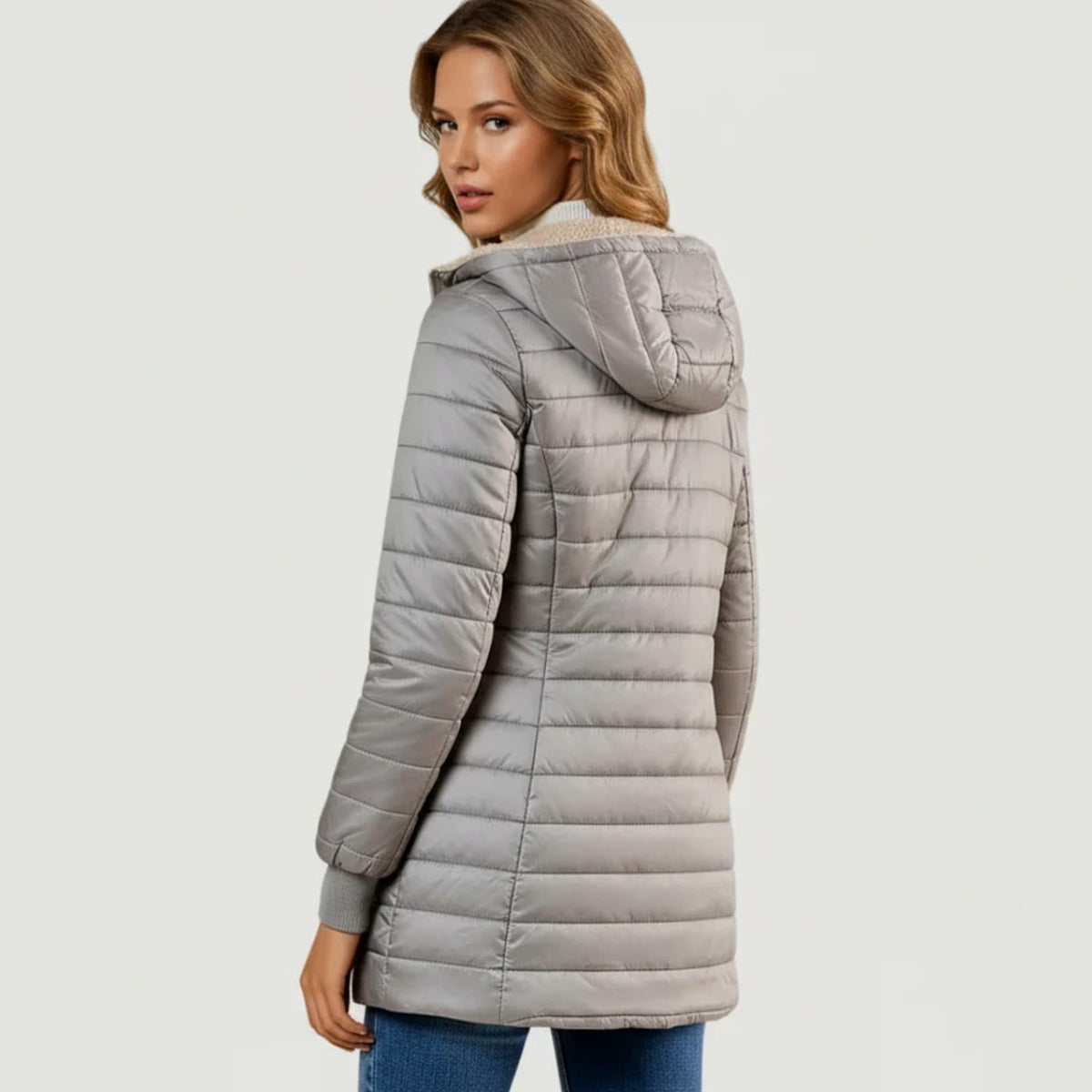 Women's Sherpa-Lined Hooded Puffer Winter Coat