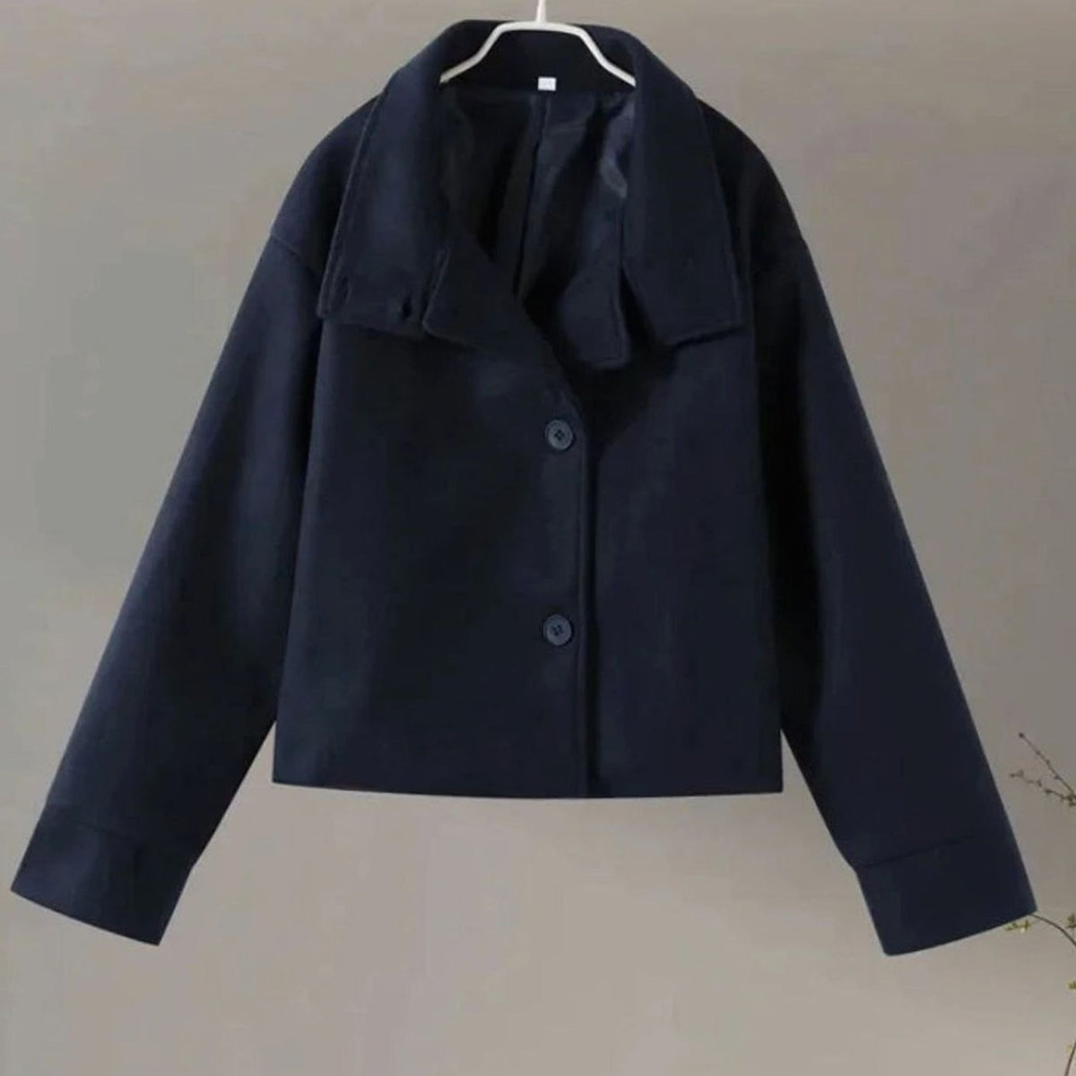 Women's Short Button-Up High-Collar Wool Coat