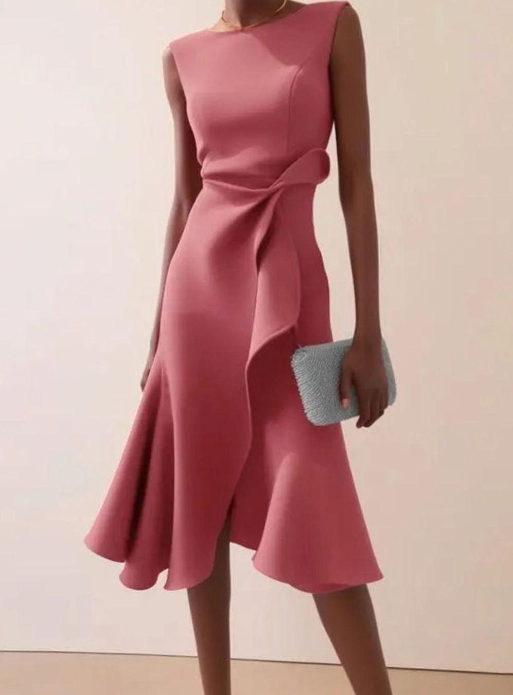 Women's Sleeveless Draped Asymmetric-Hem Midi Dress - Lilac