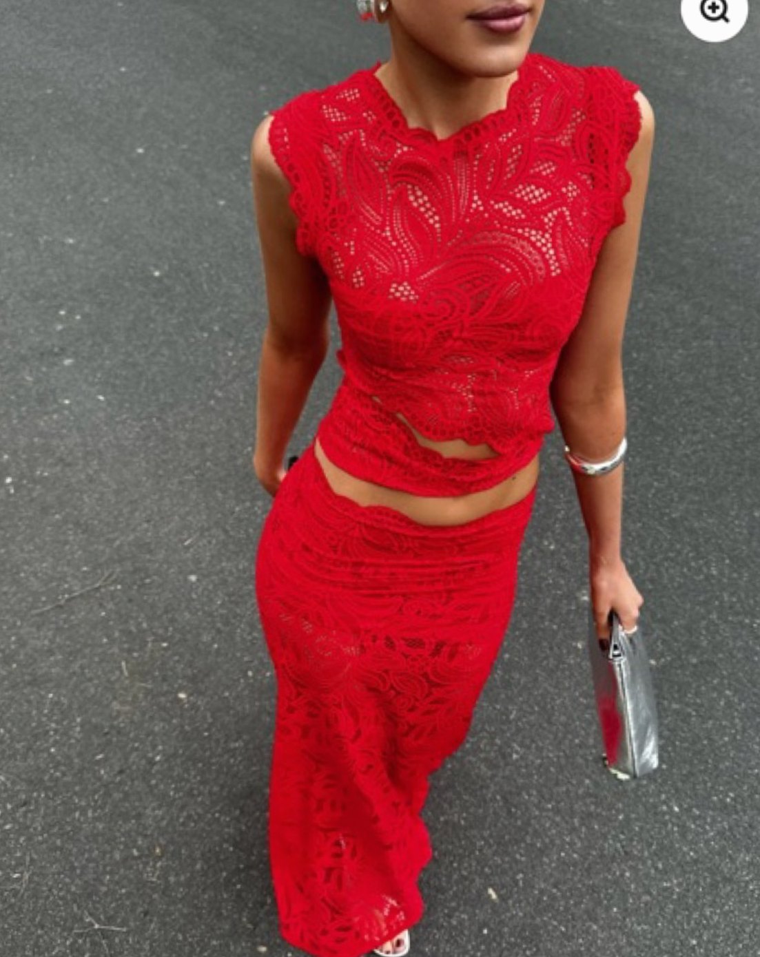 Women's Sleeveless Lace Crop Top Maxi Skirt Two-Piece Sets