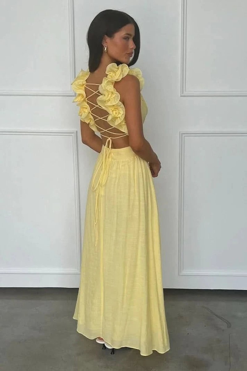 Women's Sleeveless Pleated Floral-Appliqué Maxi Evening Gown