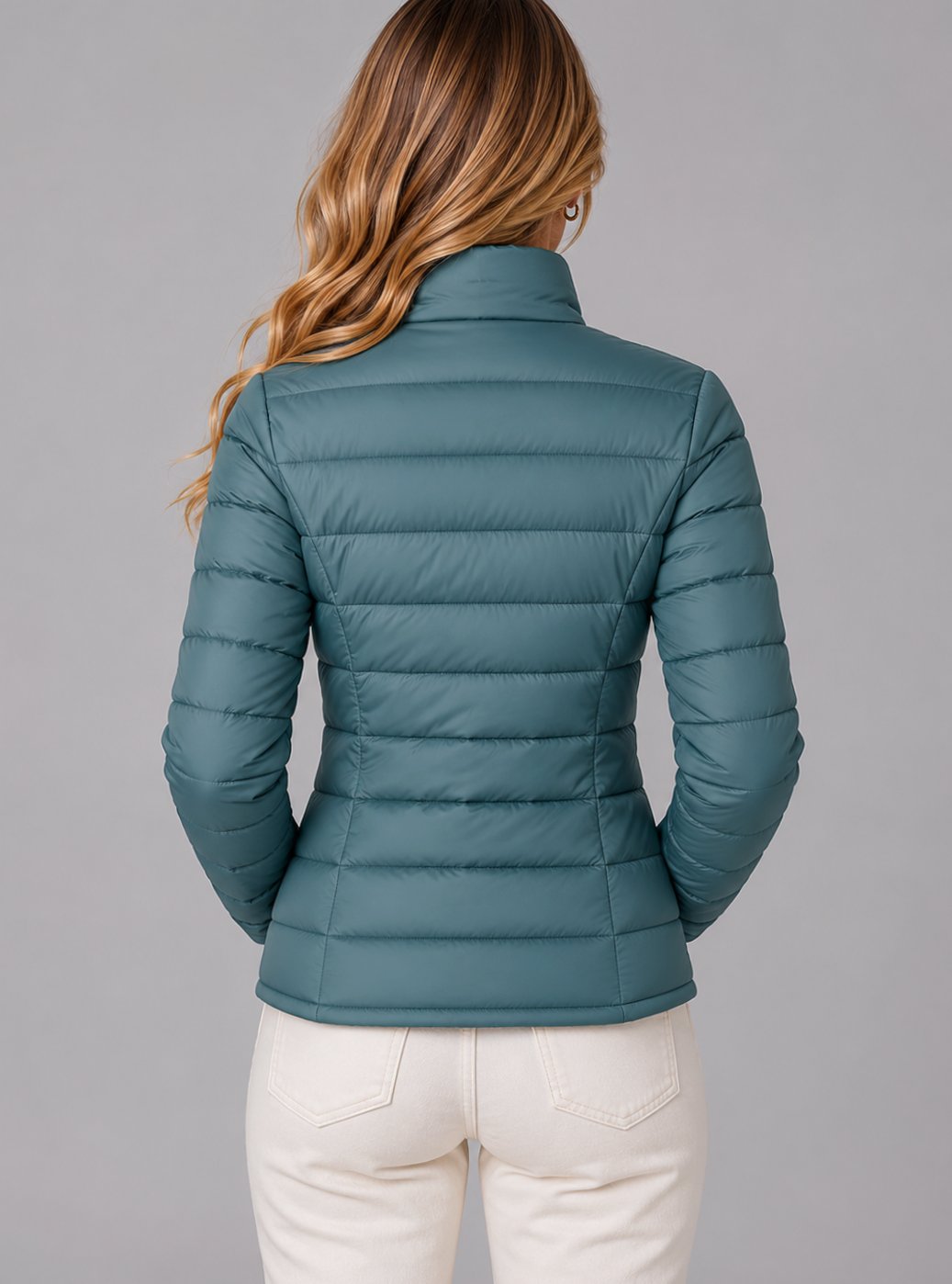 Women's Slim-Fit Lightweight Summer Puffer Jacket Zip-Up Coat
