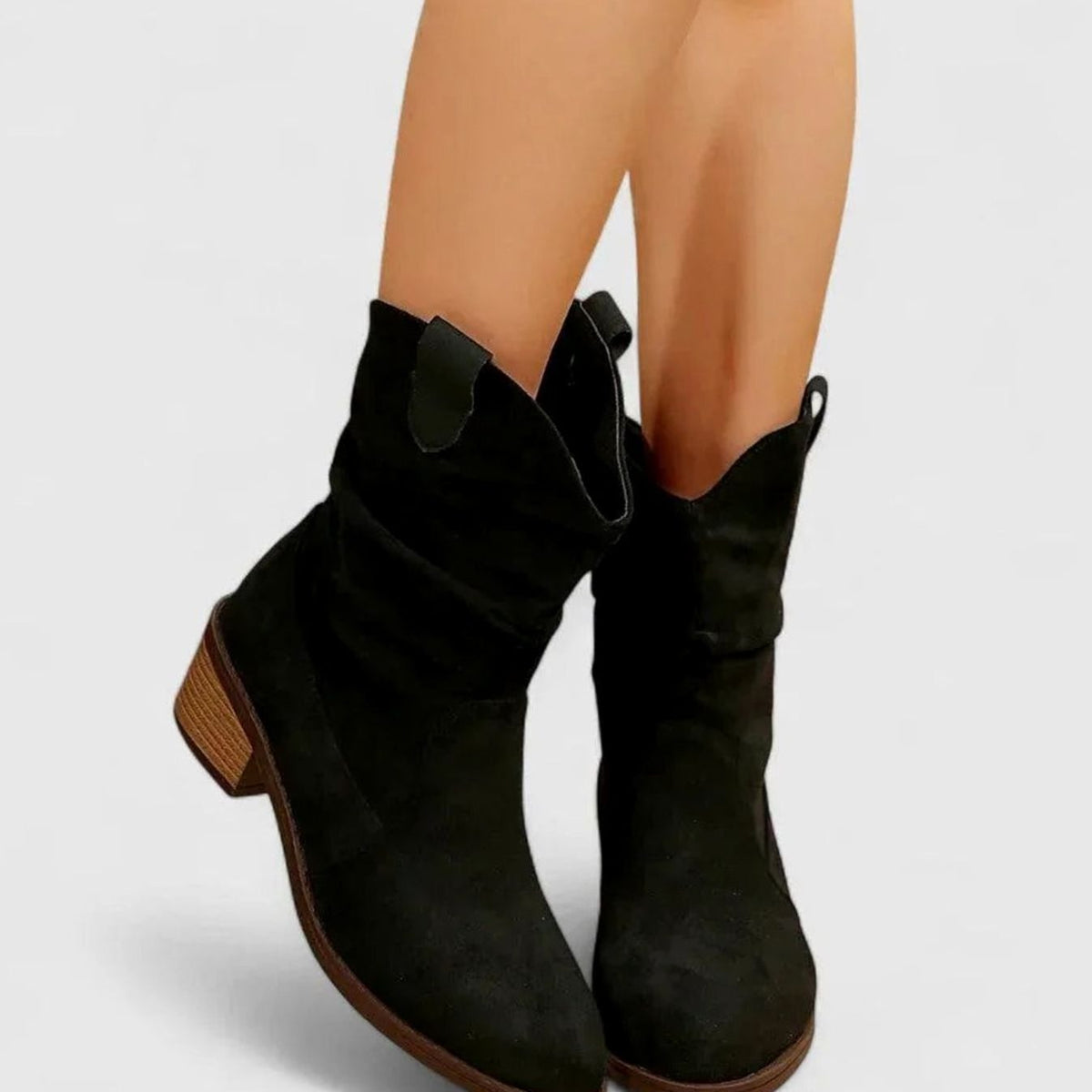 Women's Slip-Resistant Suede Mid-Calf Western Cowboy Boots