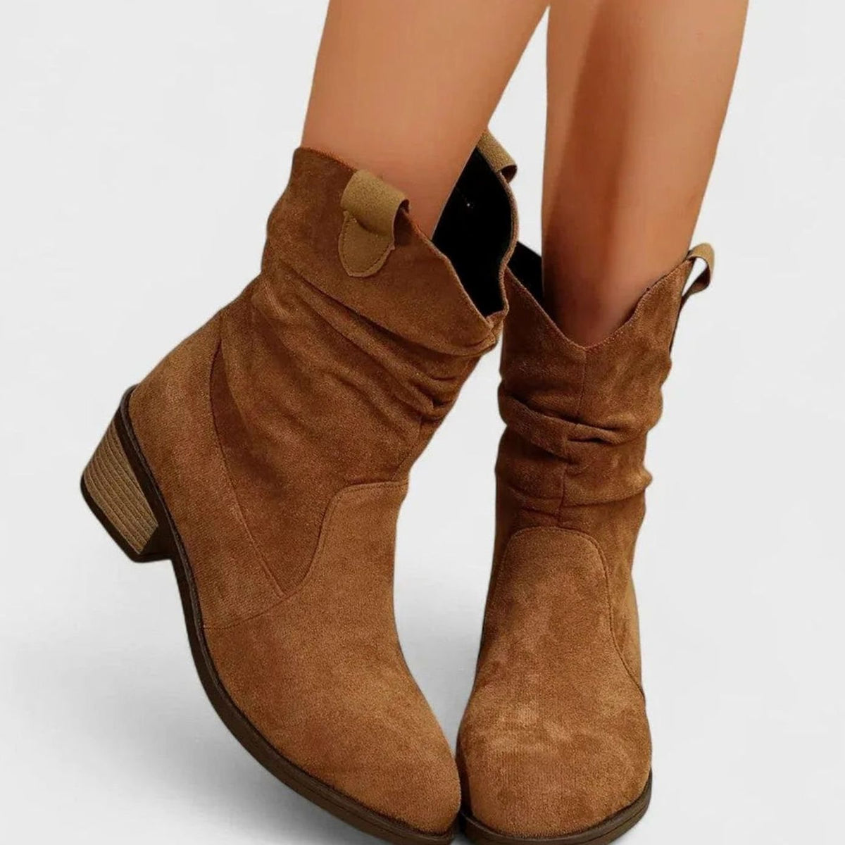 Women's Slip-Resistant Suede Mid-Calf Western Cowboy Boots