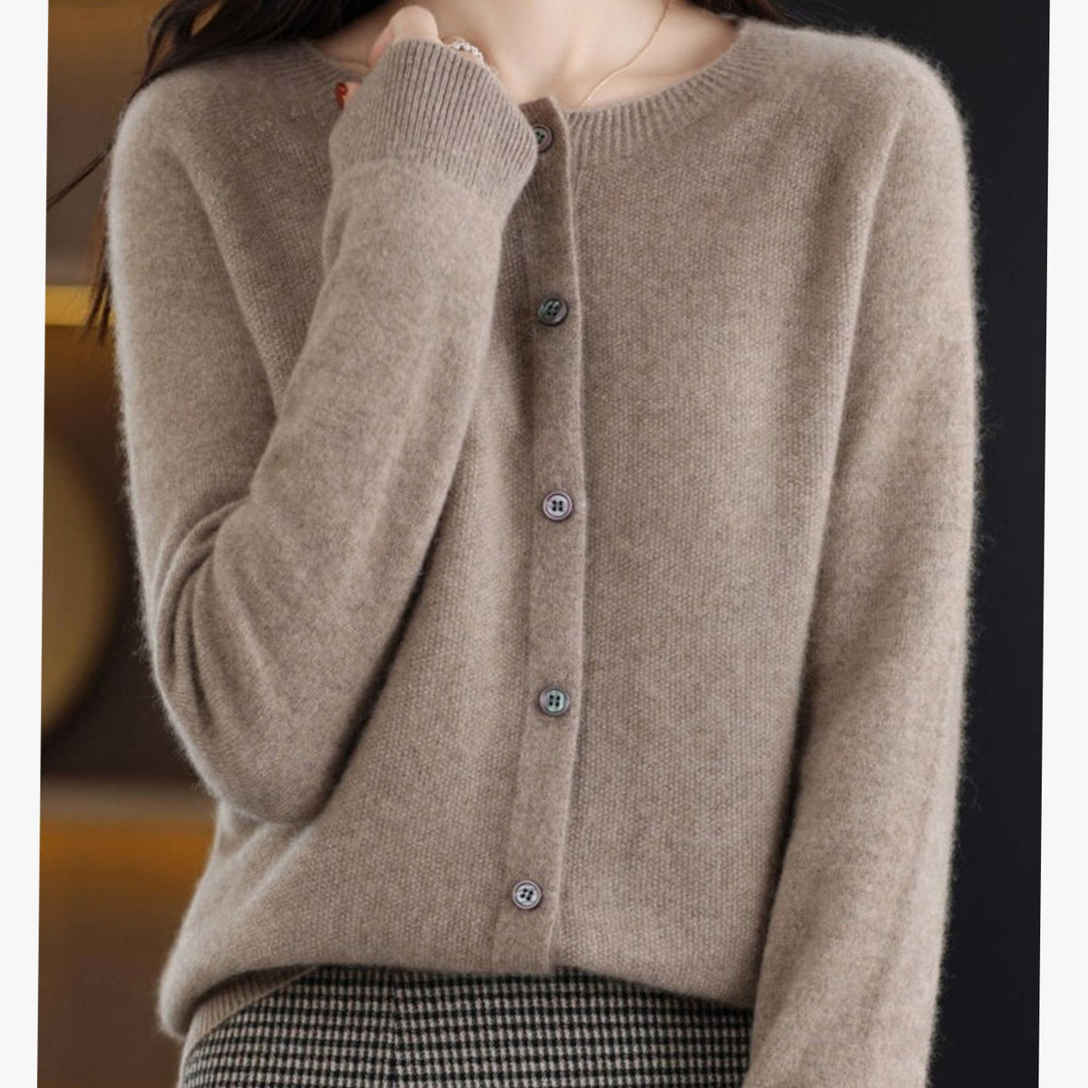 Women's Soft Knit Button-Front V-Neck Cardigan - Brown