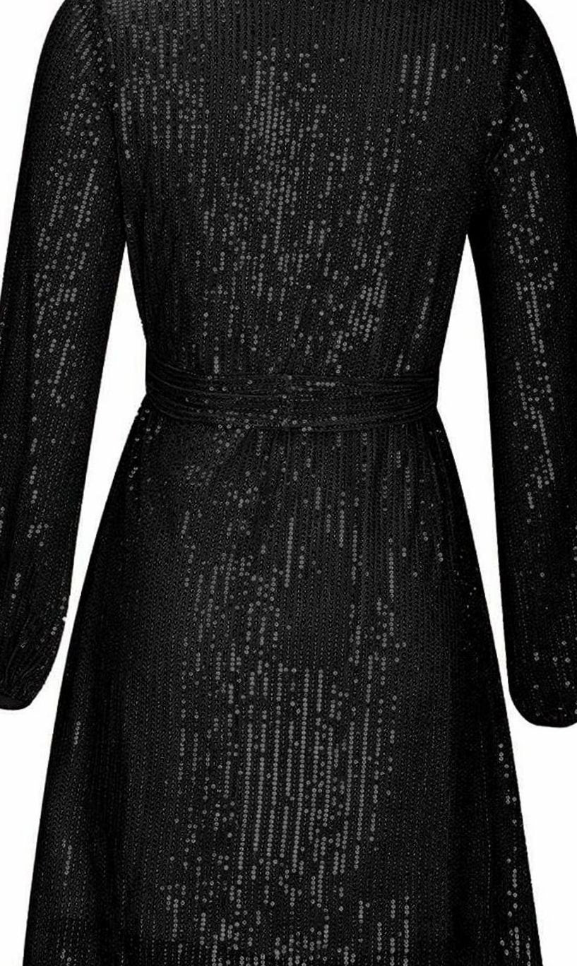 Women's Sparkly Sequin Mini Christmas Party Dress Asymmetric Hem