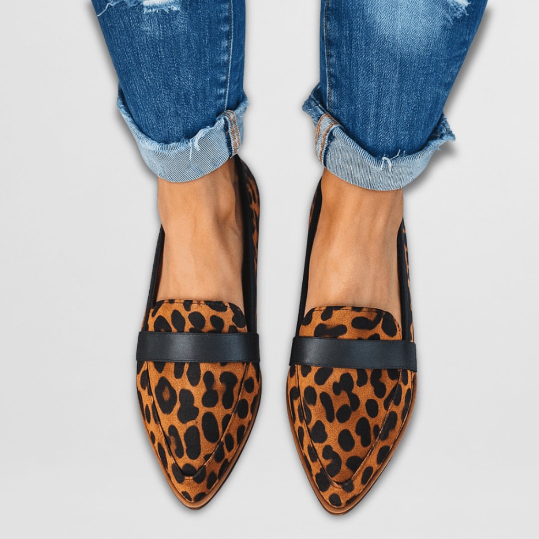 Women's Suede Orthopedic Cushioned Slip-On Pointed-Toe Loafers - Luipaard