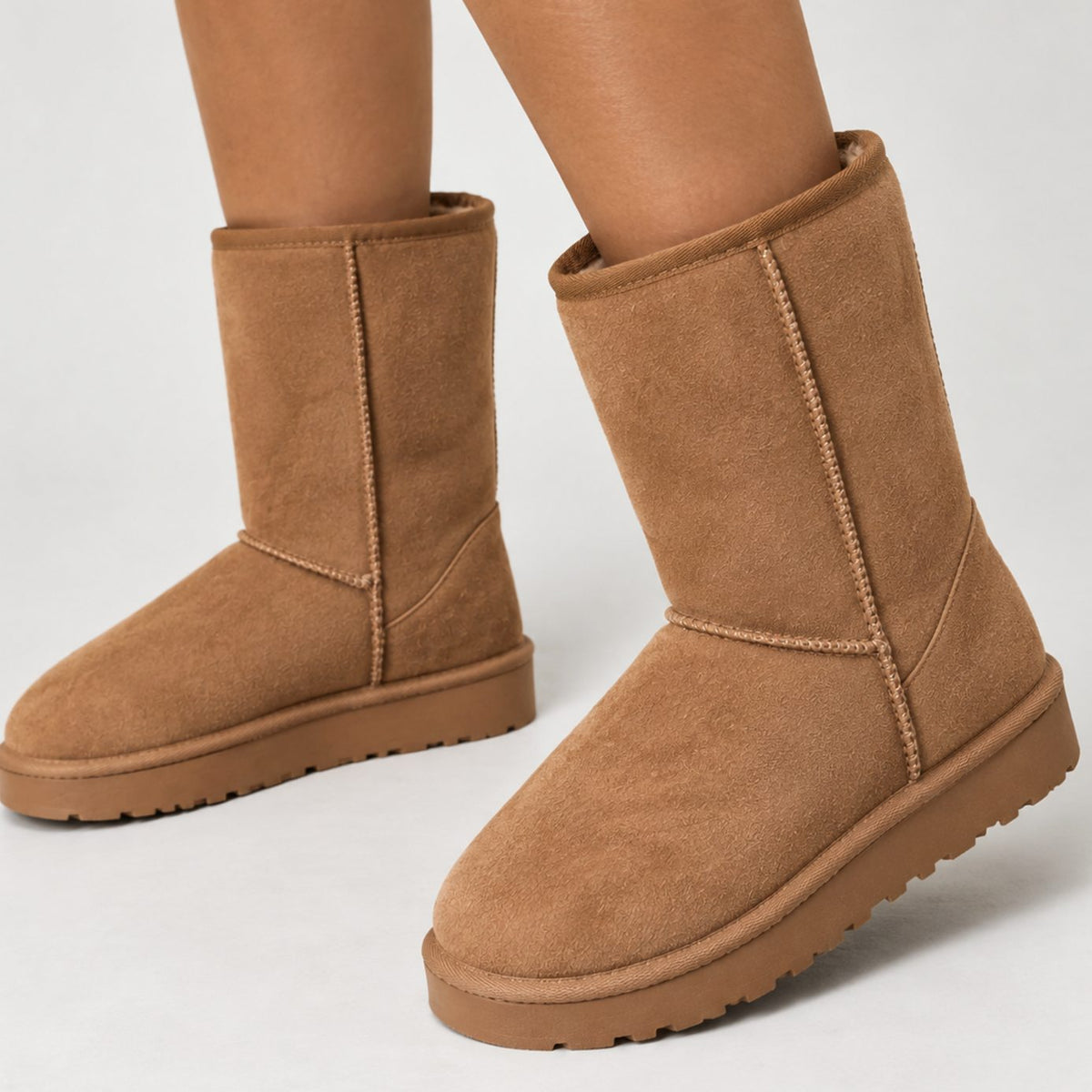 Women's Suede Winter Mid-Calf Slip-On Boots