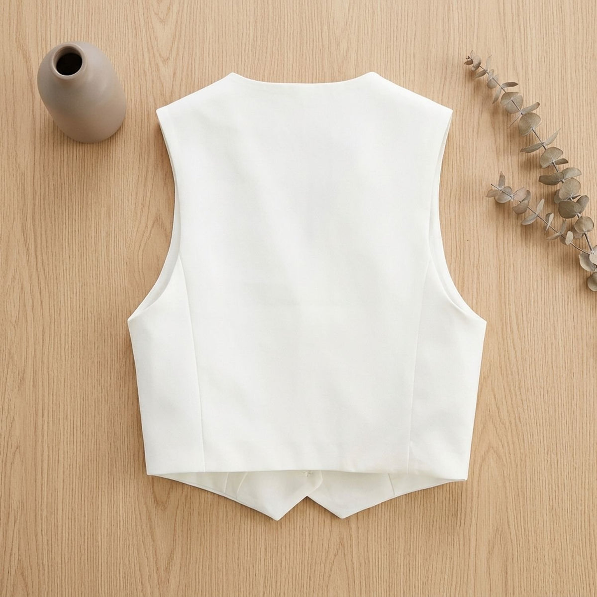 Women's Tailored Button-Front Sleeveless Waistcoat Vest