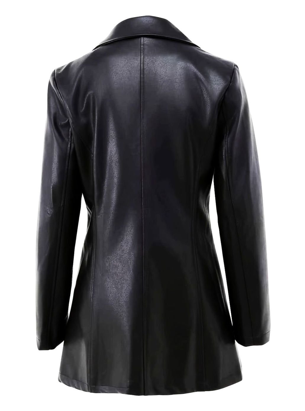 Women's Tailored Faux Leather Mid-Length Trench Coat
