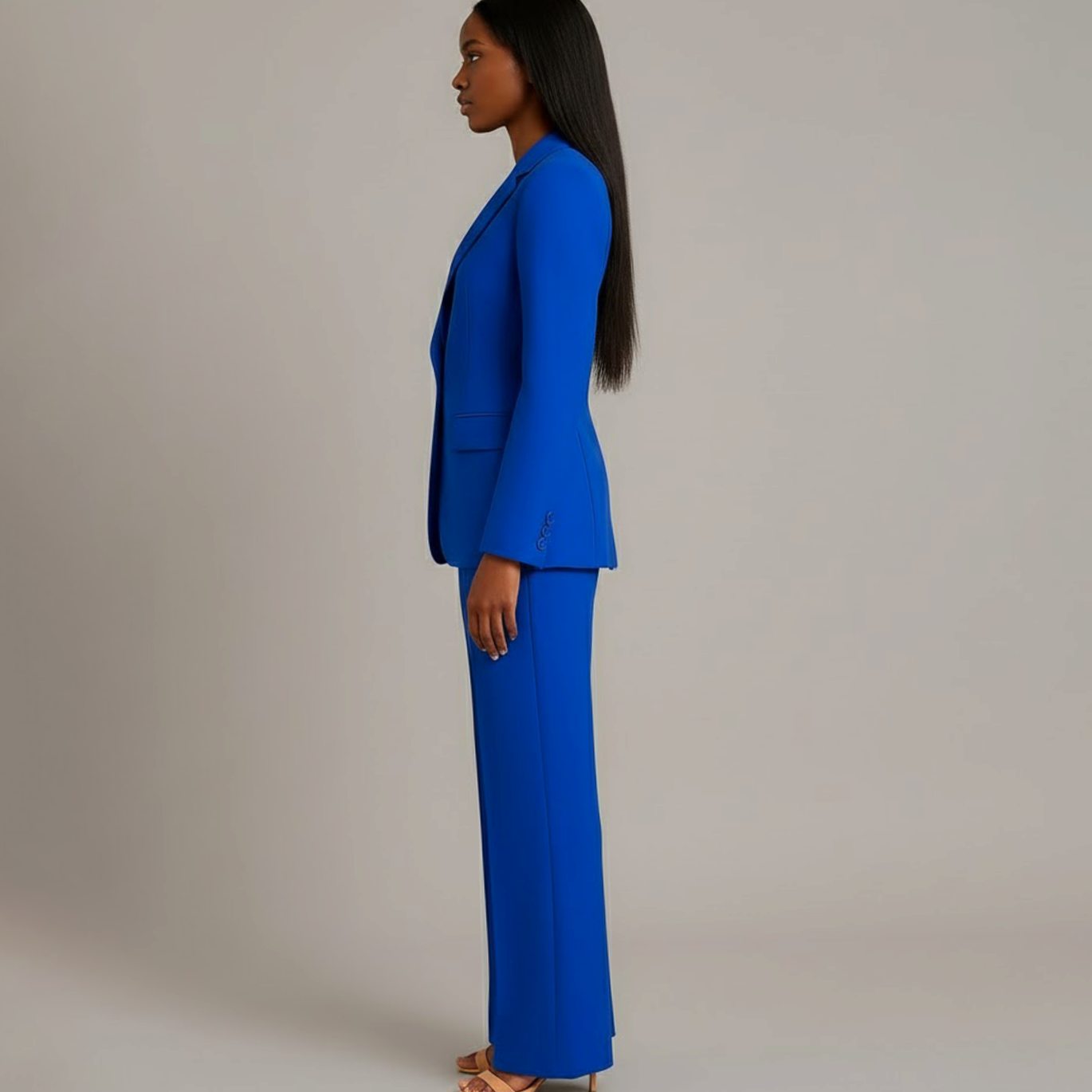 Women's Tailored Single-Button Blazer Trouser Suit Set
