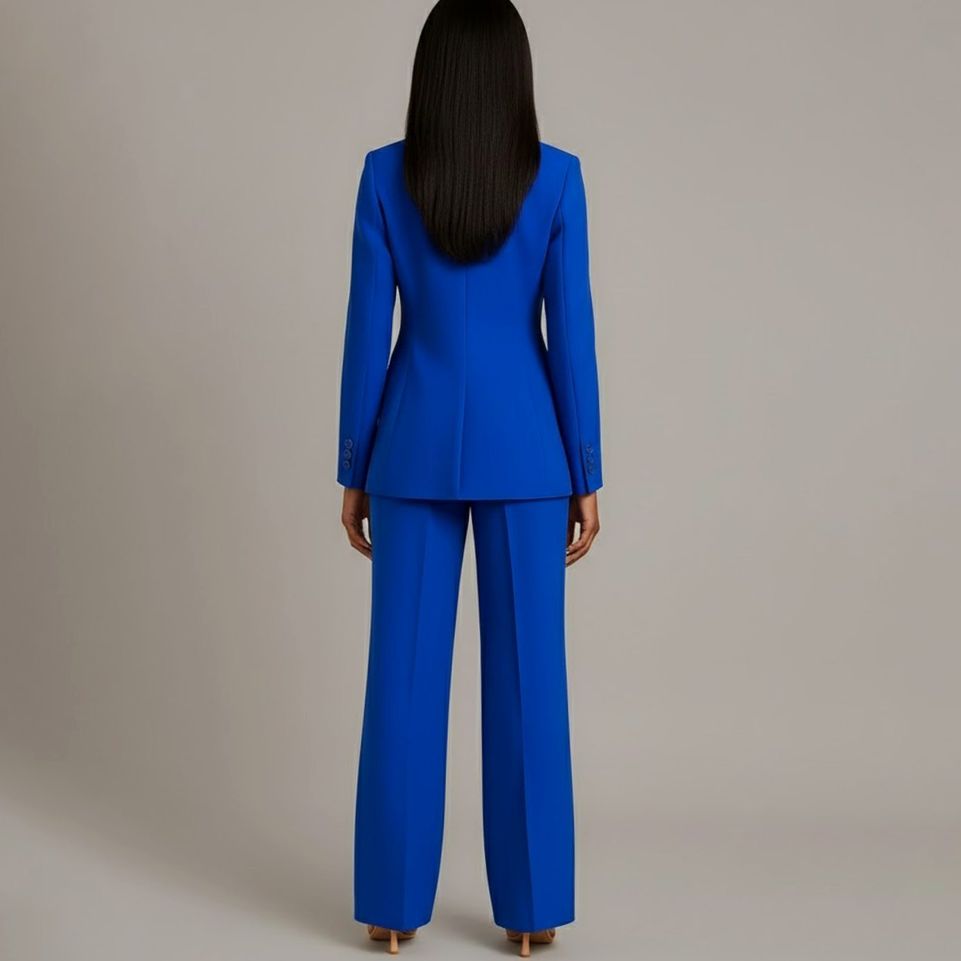 Women's Tailored Single-Button Blazer Trouser Suit Set