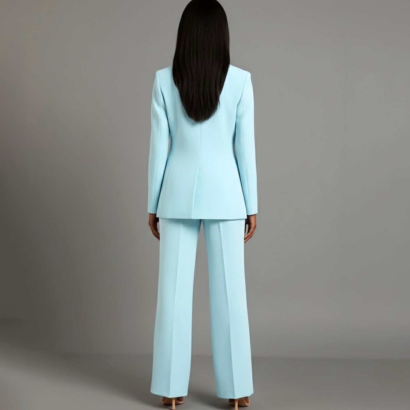 Women's Tailored Single-Button Blazer Trouser Suit Set