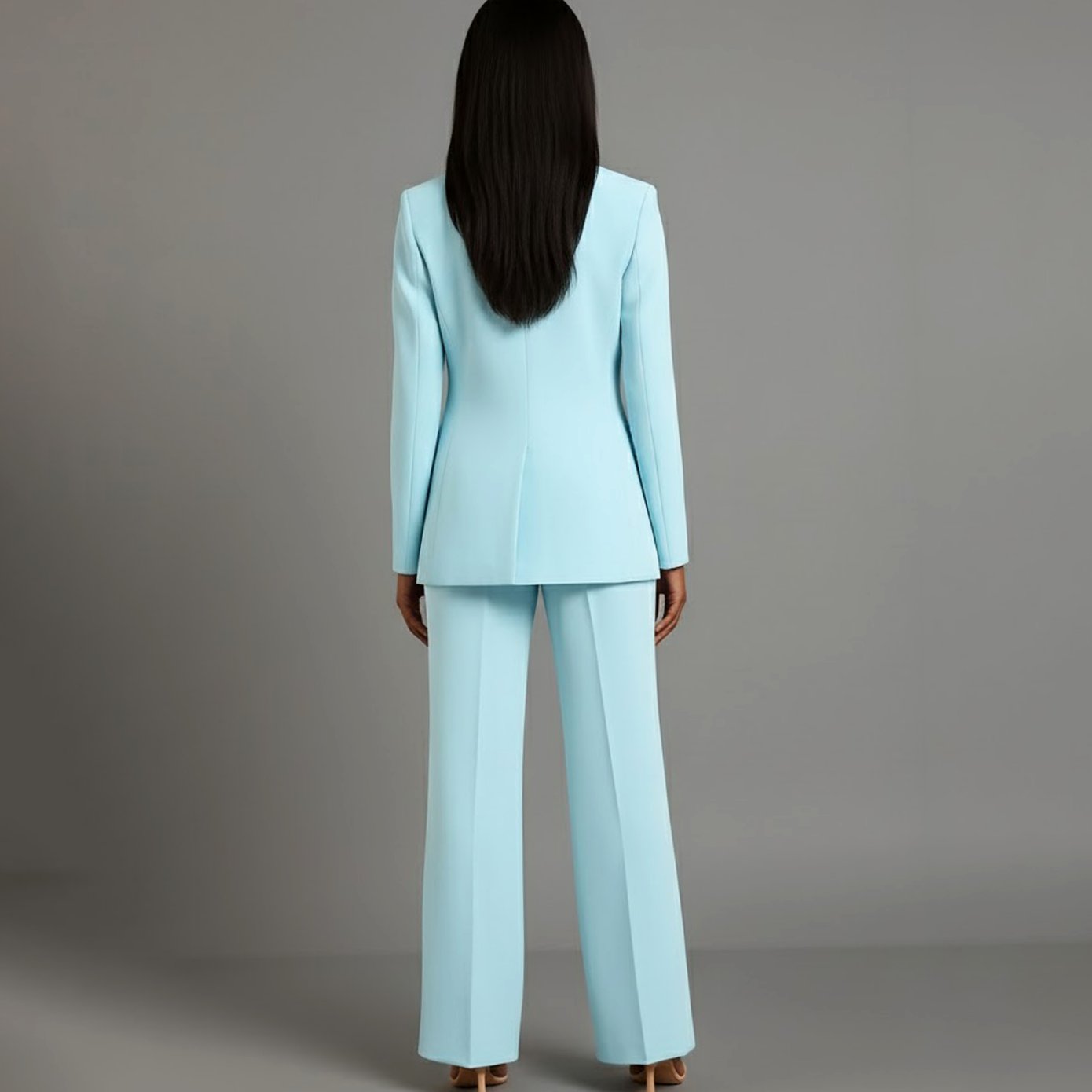 Women's Tailored Single-Button Blazer Trouser Suit Set