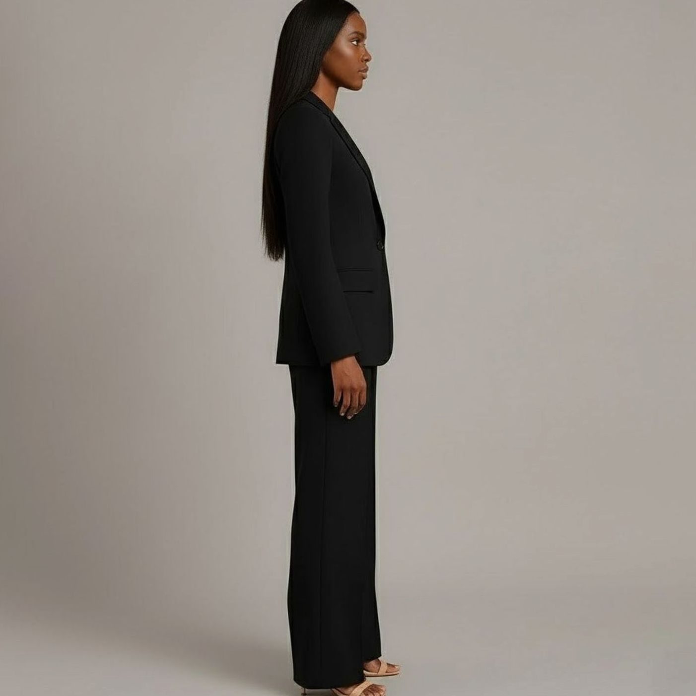 Women's Tailored Single-Button Blazer Trouser Suit Set