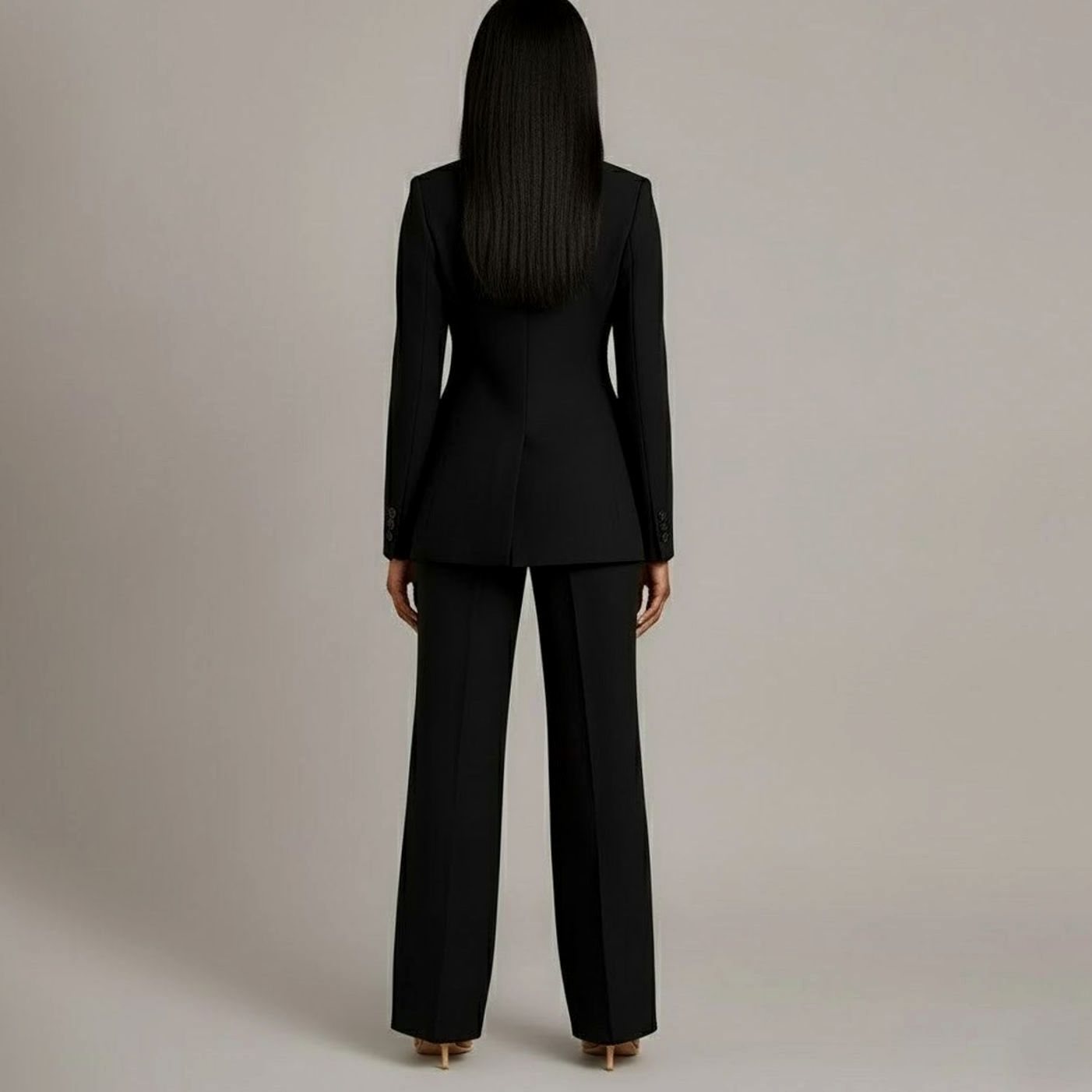 Women's Tailored Single-Button Blazer Trouser Suit Set