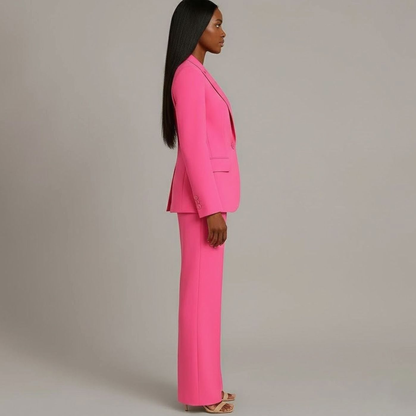 Women's Tailored Single-Button Blazer Trouser Suit Set