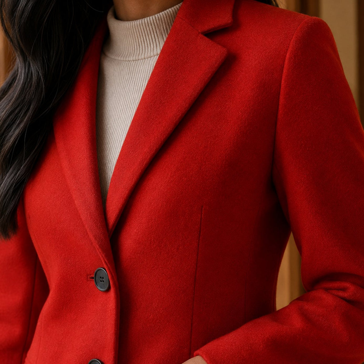 Women's Tailored Wool-Blend Button-Front Coat