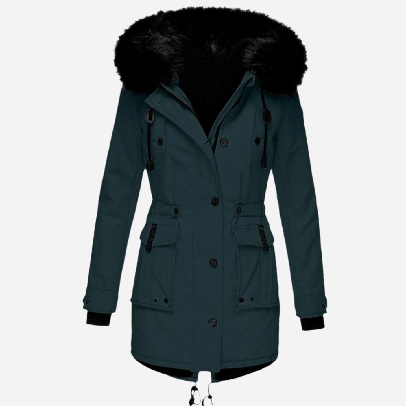 Women's Thick Faux Fur Hooded Drawstring Parka Coat