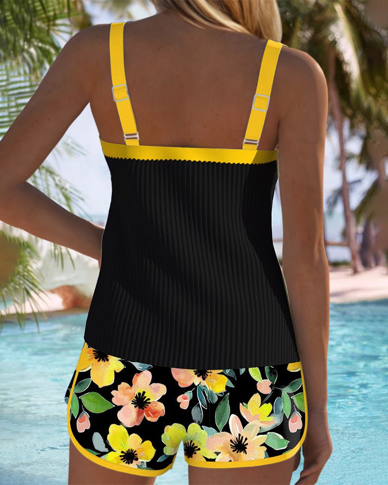 Women's Tummy-Control Flattering Two-Piece Tankini Swimsuit Set