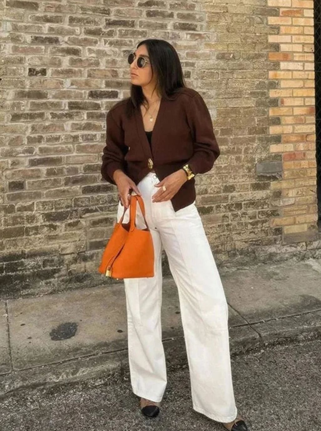 Women's V-Neck Gold Button Knit Cardigan
